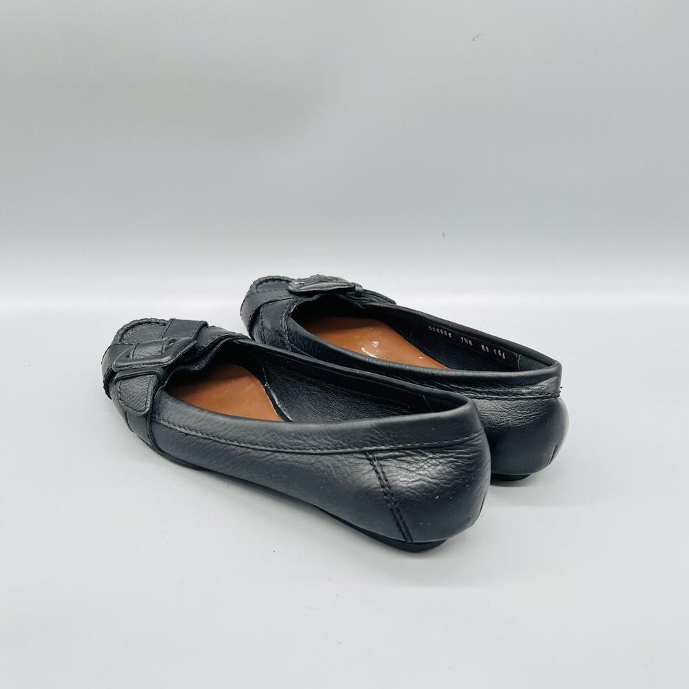 Cole Haan Shoes Womens 7.5 Black Leather Moccasin Flats Buckle Slip On Comfort - Picture 5 of 11